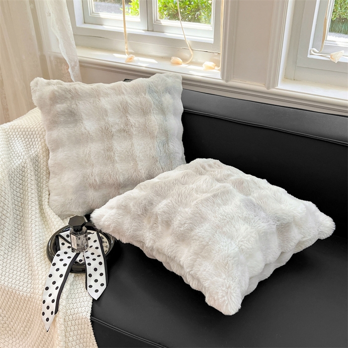 91家纺网 家纺一手货源 找家纺 梦舒羽 2025新款兔毛绒抱枕套牛奶绒枕芯套雪花绒枕头套单人宿舍 梦幻浅灰