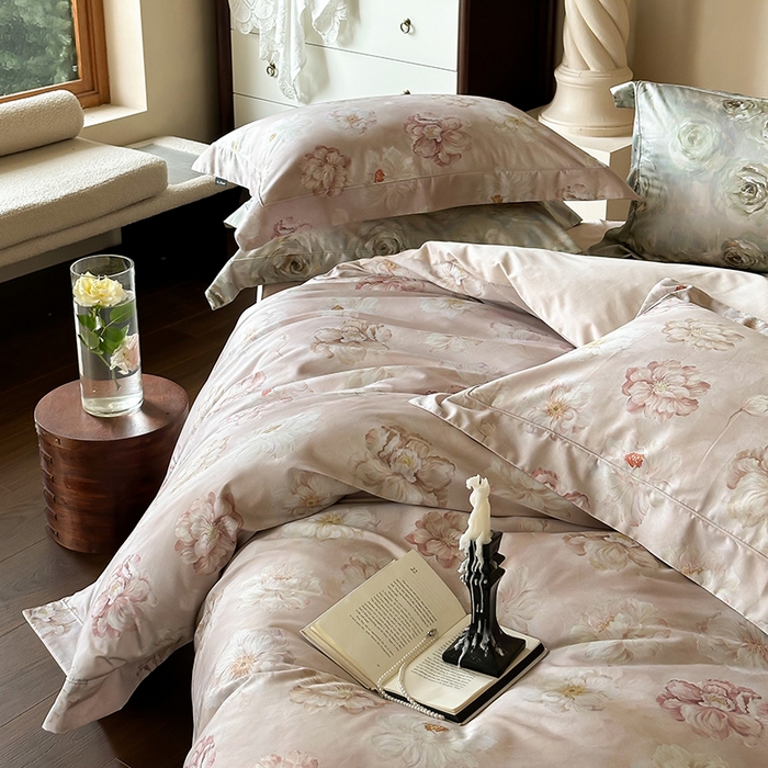 91家纺网 家纺一手货源 找家纺 窝米 2024新款数码印花100支宽边工艺四件套 春迟