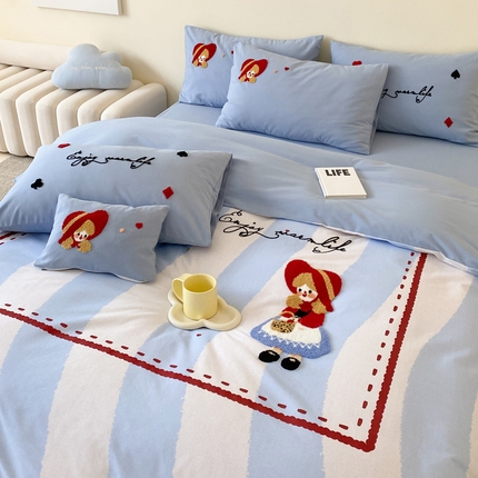 91家纺网 家纺一手货源 找家纺 宜家坊 2024全棉磨毛大版印加绣四件套【提供买家秀】 小红帽