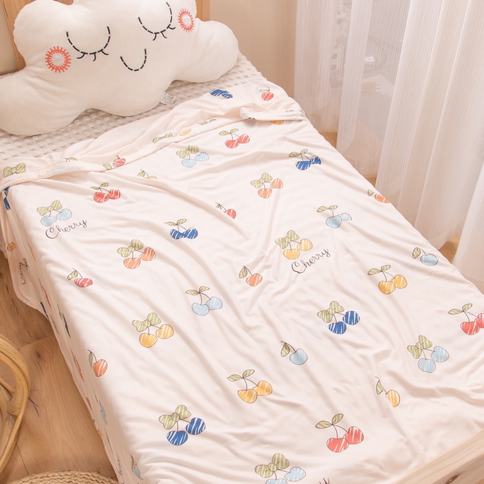 91家纺网 家纺一手货源 找家纺 益多眠 2024新款儿童冰丝毯子针织毯婴儿夏季薄款盖毯夏凉被幼儿园午睡毯嗒嗒毯 荔枝果园