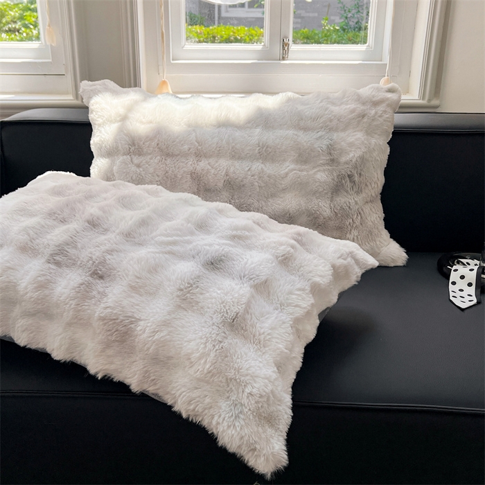 91家纺网 家纺一手货源 找家纺 梦舒羽 2025新款兔毛绒单人枕套牛奶绒枕芯套雪花绒宿舍枕头套 梦幻浅灰