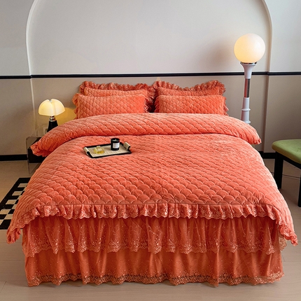 91家纺网 家纺一手货源 找家纺 （总）青竹苑 2024新款宝宝绒刺绣花边款四件套