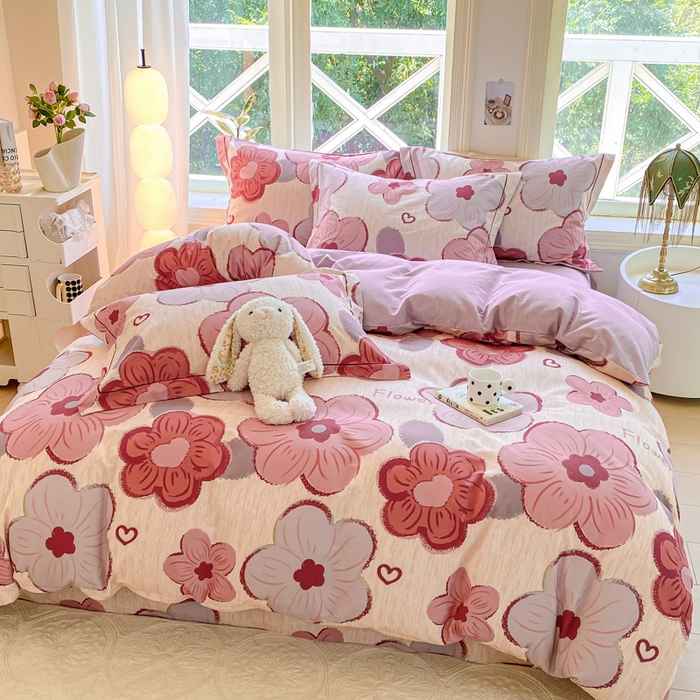 91家纺网 家纺一手货源 找家纺 宜家坊 2024全棉ins风小清新加厚磨毛【提供质检报告】 繁花-红