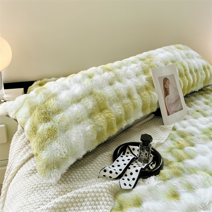 91家纺网 家纺一手货源 找家纺 梦舒羽 2025新款兔毛绒双人枕套牛奶绒加长枕芯套雪花绒枕头套 梦幻果绿