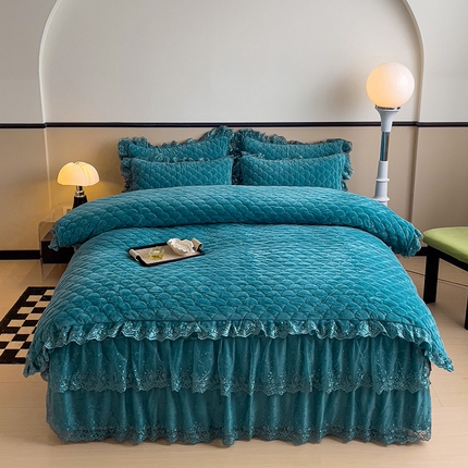 91家纺网 家纺一手货源 找家纺 （总）青竹苑 2024新款宝宝绒刺绣花边款四件套