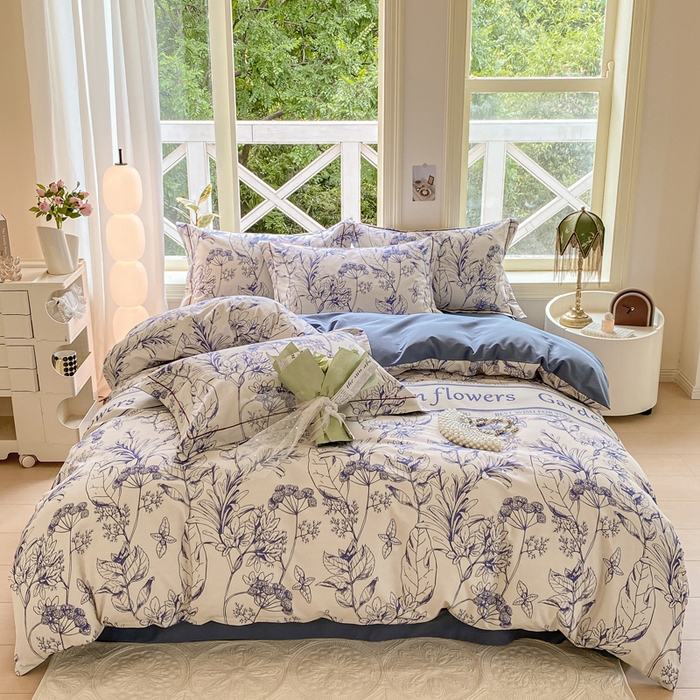 91家纺网 家纺一手货源 找家纺 宜家坊 2024全棉ins风小清新加厚磨毛【提供质检报告】 芳草集-兰