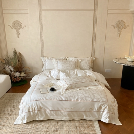 91家纺网 家纺一手货源 找家纺 初拾 2024新款100s澳棉高精密提花四件套-蝶舞星光 蝶舞星光-玉珠白