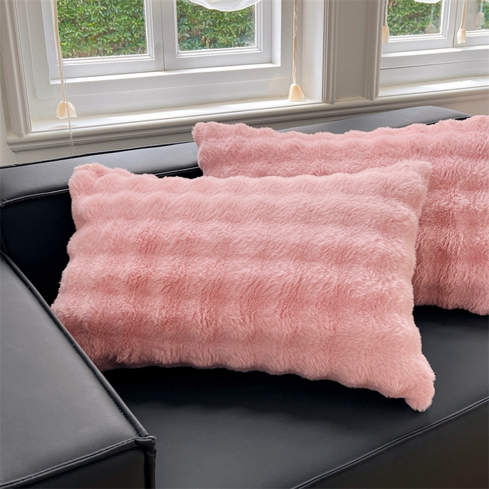 91家纺网 家纺一手货源 找家纺 梦舒羽 2025新款兔毛绒单人枕套牛奶绒枕芯套雪花绒宿舍枕头套 云梦粉