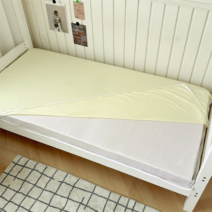 91家纺网 家纺一手货源 找家纺 眠博士 2024新款A类学生床纯色40支13372全棉床笠床垫保护套 床垫套-浅黄