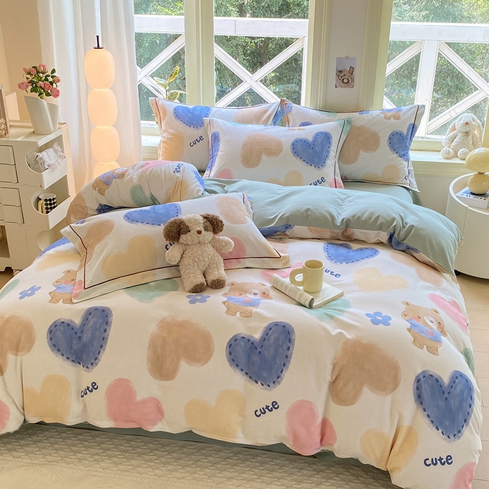 91家纺网 家纺一手货源 找家纺 宜家坊 2024全棉ins风小清新加厚磨毛【提供质检报告】 爱心宝贝