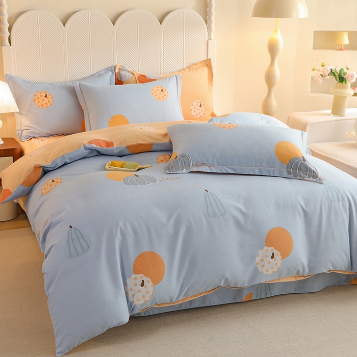 91家纺网 家纺一手货源 找家纺 巧玲珑2025新款AB版铂金生态四件套AB果乐果香-蓝