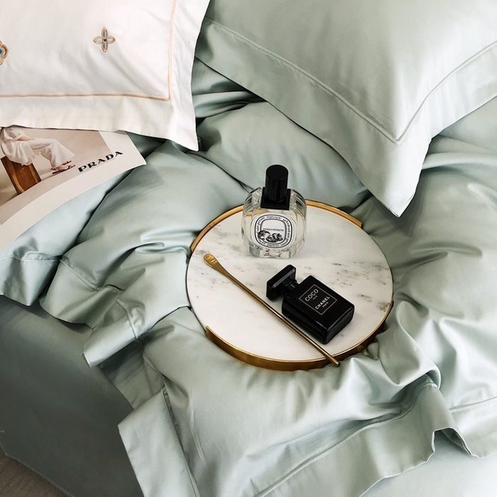 91家纺网 家纺一手货源 找家纺 卡姿家纺 2024新款全棉简爱系列埋线工艺四件套 简爱-蒂芙绿