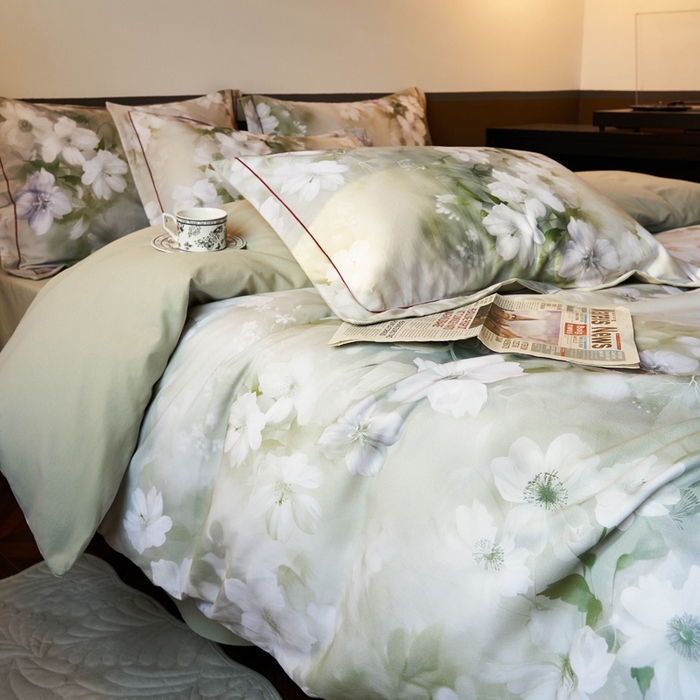 91家纺网 家纺一手货源 找家纺 宜家坊 2024新款全棉数码印花加厚磨毛【提供买家秀】 森屿-绿