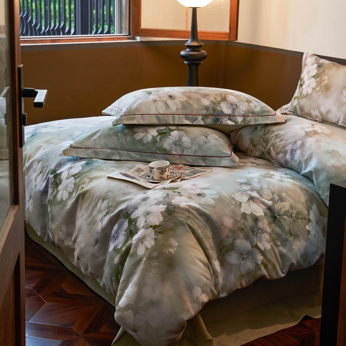 91家纺网 家纺一手货源 找家纺 宜家坊 2024新款全棉数码印花加厚磨毛【提供买家秀】 森屿-绿