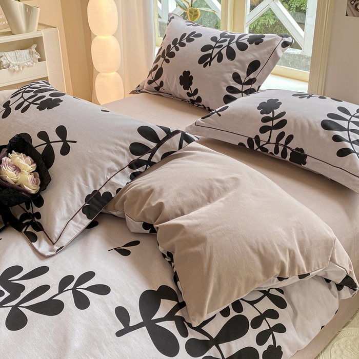 91家纺网 家纺一手货源 找家纺 宜家坊 2024全棉ins风小清新加厚磨毛【提供质检报告】 叶晓