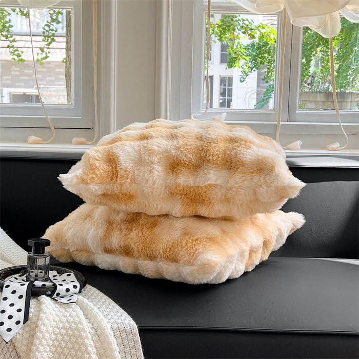 91家纺网 家纺一手货源 找家纺 梦舒羽 2025新款兔毛绒抱枕套牛奶绒枕芯套雪花绒枕头套单人宿舍 梦幻奶咖