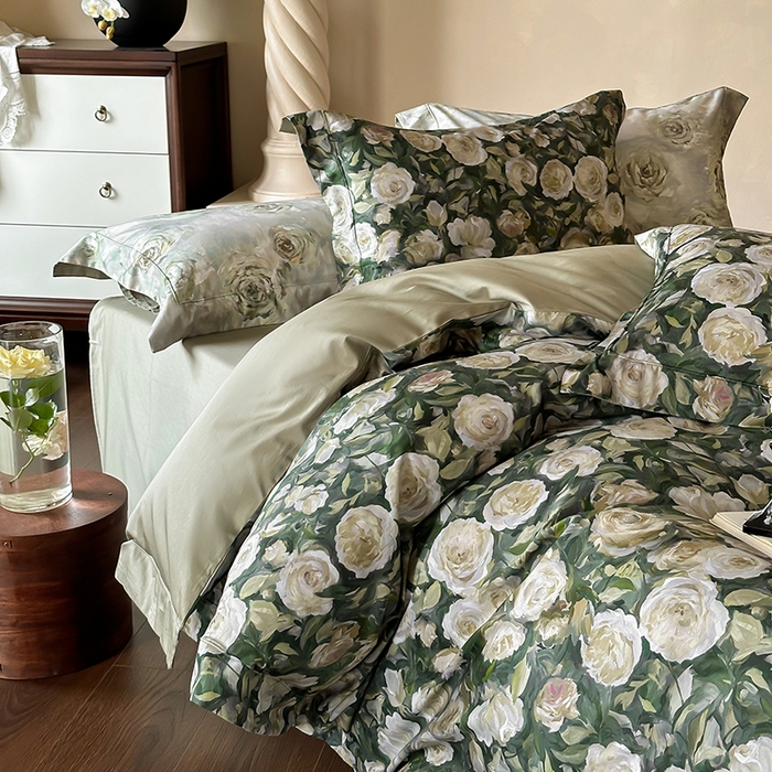 91家纺网 家纺一手货源 找家纺 窝米 2024新款数码印花100支宽边工艺四件套 芙洛卡