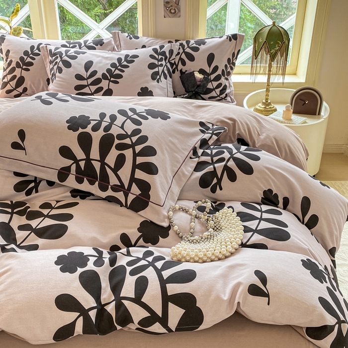 91家纺网 家纺一手货源 找家纺 宜家坊 2024全棉ins风小清新加厚磨毛【提供质检报告】 叶晓