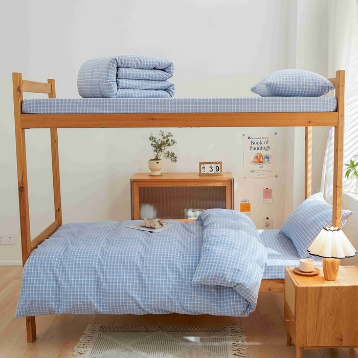 91家纺网 家纺一手货源 找家纺 韩约家纺 2024新款全棉水洗棉三四件套 维多利-蓝