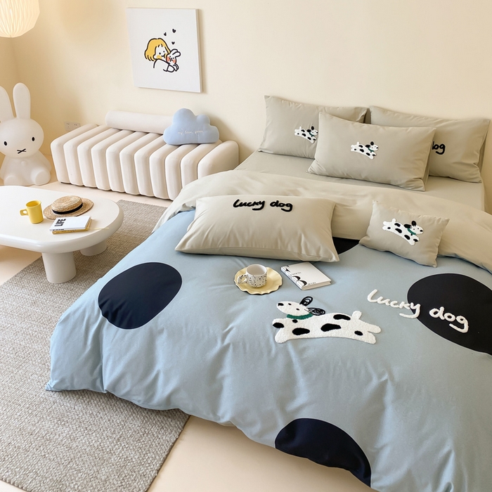 91家纺网 家纺一手货源 找家纺 宜家坊 2024全棉磨毛大版印加绣四件套【提供买家秀】 幸运小斑