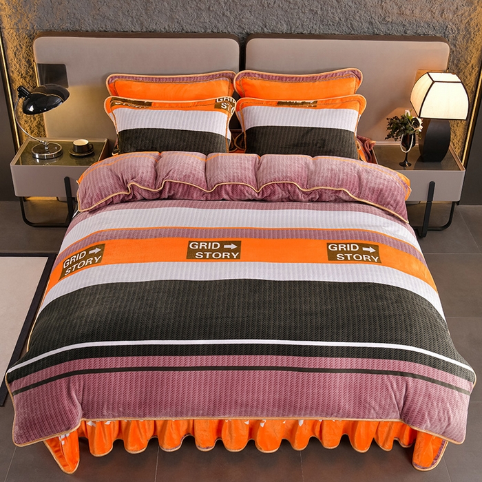 91家纺网 家纺一手货源 找家纺 紫月轩 2024新款日产2万套高克重8.5斤牛奶绒四件套法莱绒四件套 简约风尚