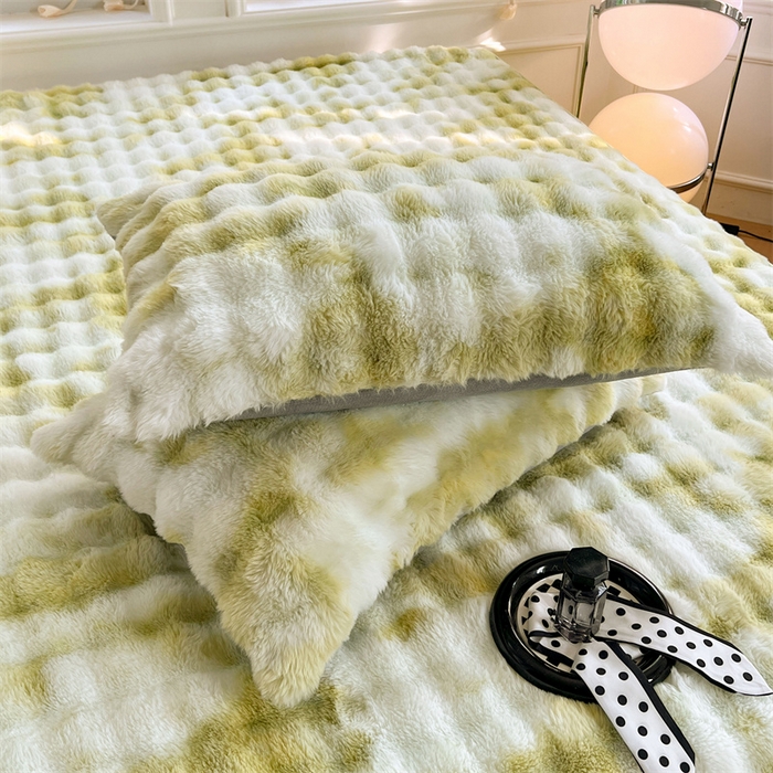 91家纺网 家纺一手货源 找家纺 梦舒羽 2025新款兔毛绒单人枕套牛奶绒枕芯套雪花绒宿舍枕头套 梦幻果绿