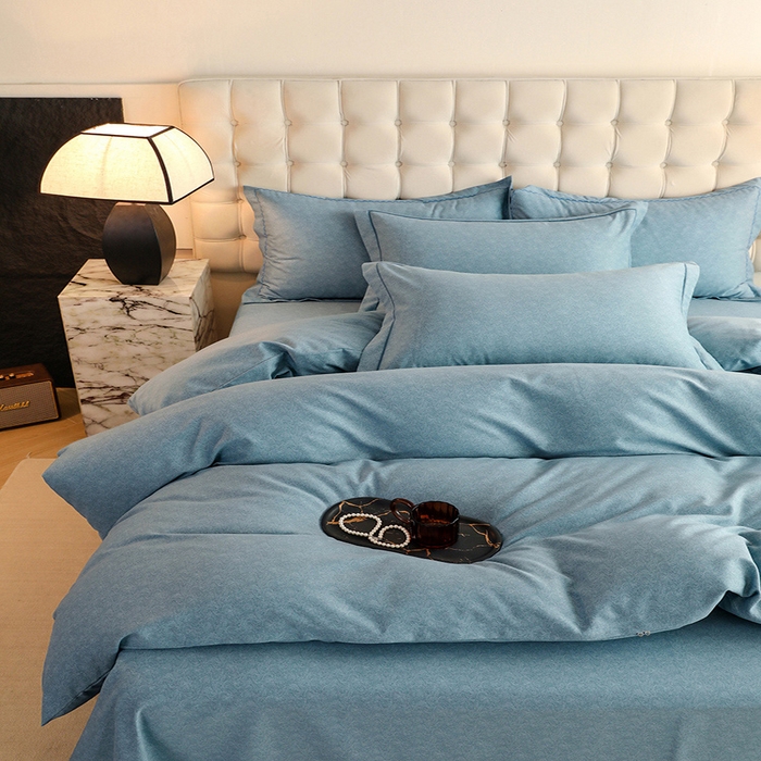 91家纺网 家纺一手货源 找家纺 巧玲珑 2024新款新疆棉亲肤四件套 梦露-蓝