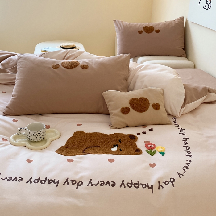 91家纺网 家纺一手货源 找家纺 宜家坊 2024全棉磨毛大版印加绣四件套【提供买家秀】 安睡熊