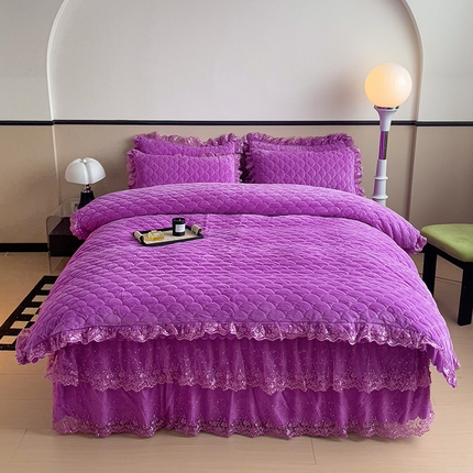 91家纺网 家纺一手货源 找家纺 （总）青竹苑 2024新款宝宝绒刺绣花边款四件套