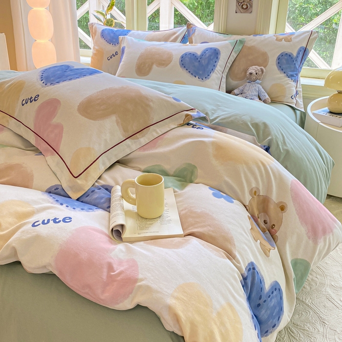 91家纺网 家纺一手货源 找家纺 宜家坊 2024全棉ins风小清新加厚磨毛【提供质检报告】 爱心宝贝