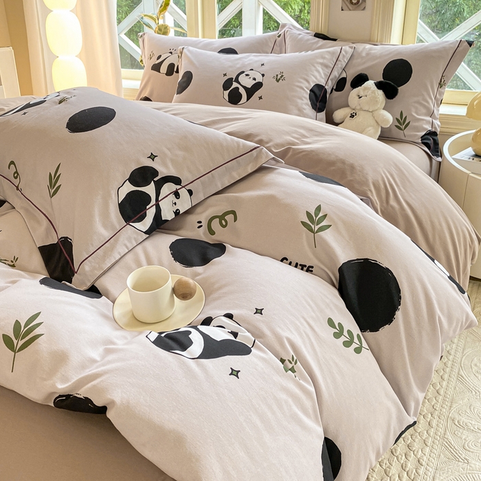 91家纺网 家纺一手货源 找家纺 宜家坊 2024全棉ins风小清新加厚磨毛【提供质检报告】 顽皮熊猫