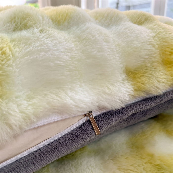 91家纺网 家纺一手货源 找家纺 梦舒羽 2025新款兔毛绒单人枕套牛奶绒枕芯套雪花绒宿舍枕头套 梦幻果绿