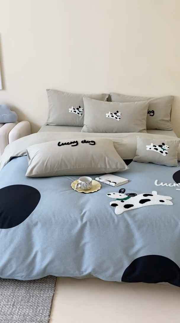 91家纺网 家纺一手货源 找家纺 宜家坊 2024全棉磨毛大版印加绣四件套【提供买家秀】 幸运小斑