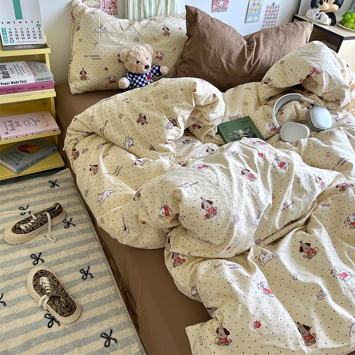 91家纺网 家纺一手货源 找家纺 原素 2024学生季专属A类水洗棉印花四件套 魔法师小狗