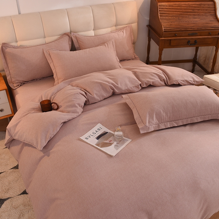 91家纺网 家纺一手货源 找家纺 巧玲珑 2024新款新疆棉亲肤四件套 莫兰迪-咖