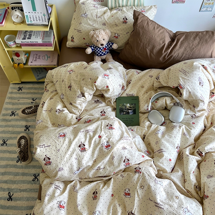 91家纺网 家纺一手货源 找家纺 原素 2024学生季专属A类水洗棉印花四件套 魔法师小狗