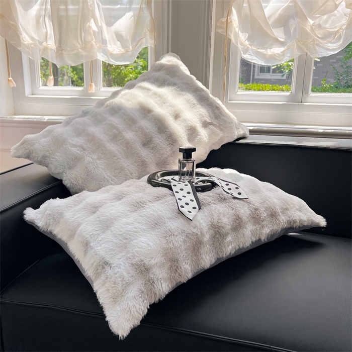 91家纺网 家纺一手货源 找家纺 梦舒羽 2025新款兔毛绒单人枕套牛奶绒枕芯套雪花绒宿舍枕头套 梦幻浅灰