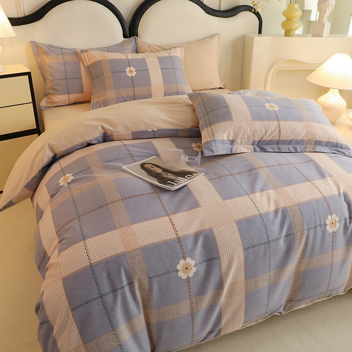 91家纺网 家纺一手货源 找家纺 巧玲珑2025新款AB版铂金生态四件套AB花香梦境-灰