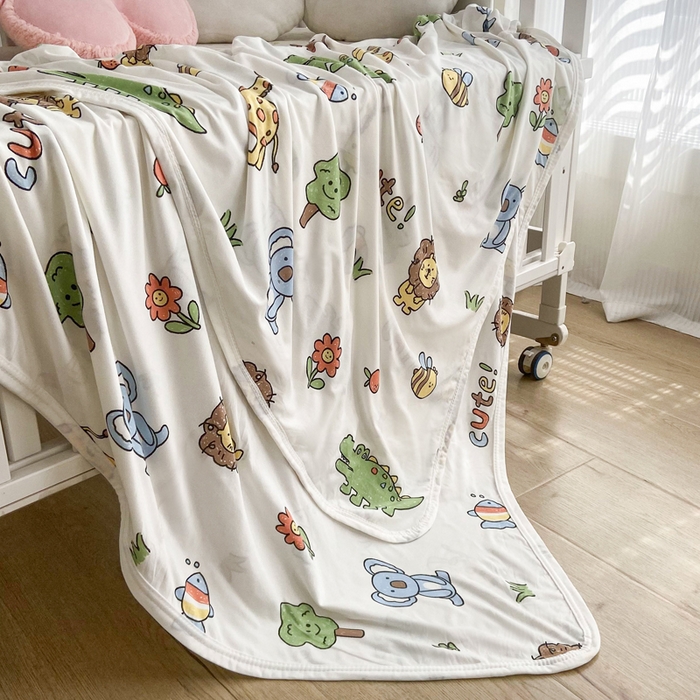 91家纺网 家纺一手货源 找家纺 益多眠 2024新款儿童冰丝毯子针织毯婴儿夏季薄款盖毯夏凉被幼儿园午睡毯嗒嗒毯 大鳄乐园