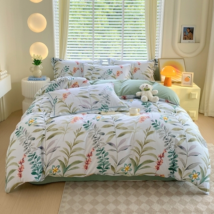 91家纺网 家纺一手货源 找家纺 星期三家纺 2024年8月新款铂金全棉13372四件套（加老板微信有会员价） 蜜夏