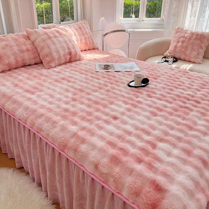 91家纺网 家纺一手货源 找家纺 （总）梦舒羽 2025新款兔毛绒床裙水晶绒床垫保护罩牛奶绒床垫床单罩