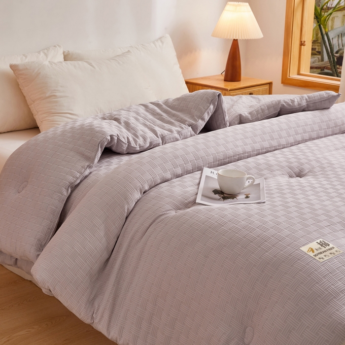 91家纺网 家纺一手货源 找家纺 米米儿家纺 2024新款A类华夫格针织提花大豆被 灰色