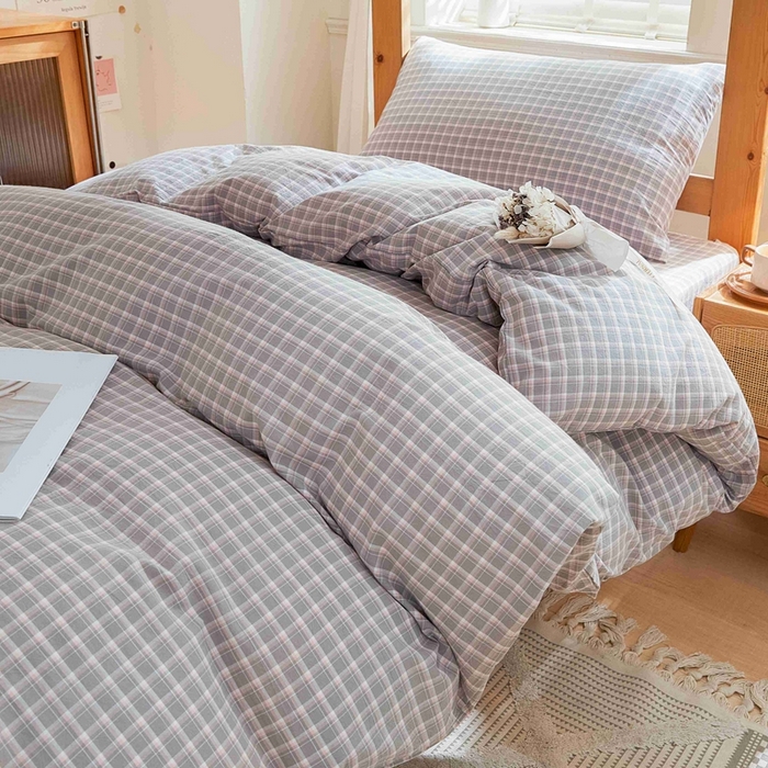 91家纺网 家纺一手货源 找家纺 韩约家纺 2024新款全棉水洗棉三四件套 维多利-灰