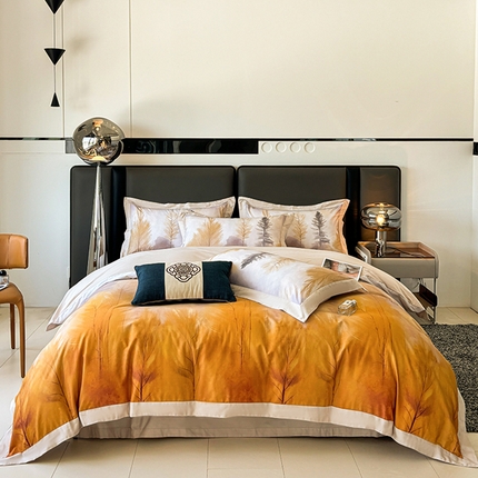 91家纺网 家纺一手货源 找家纺 （总）栩裕纺织 2024新款50支长绒棉贡缎磨毛数码印花四件套-锦绒系列