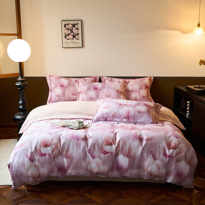 91家纺网 家纺一手货源 找家纺 宜家坊 2024新款全棉数码印花加厚磨毛【提供买家秀】 花海-粉