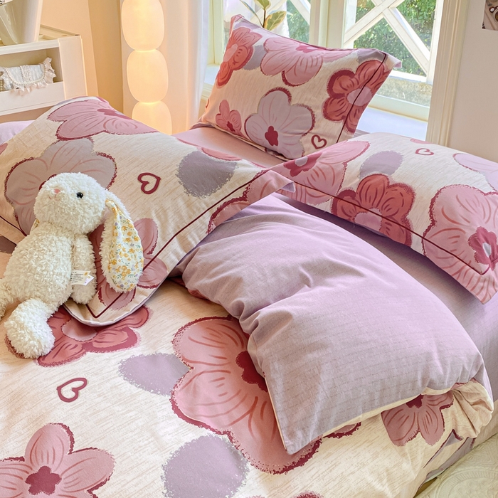 91家纺网 家纺一手货源 找家纺 宜家坊 2024全棉ins风小清新加厚磨毛【提供质检报告】 繁花-红