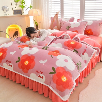 91家纺网 家纺一手货源 找家纺 （总）绒耀 2025新款菠萝格牛奶绒四件套