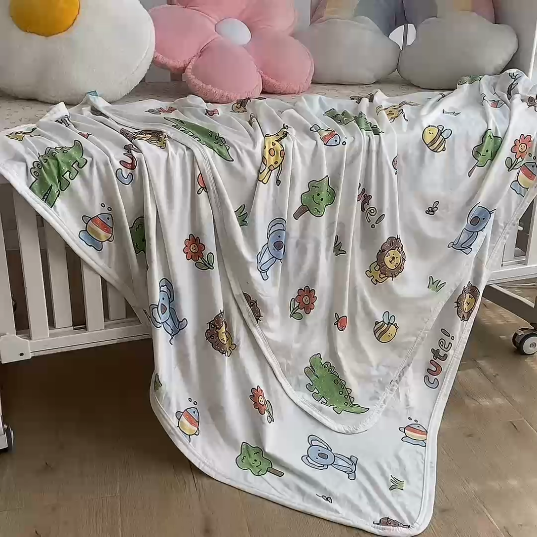 91家纺网 家纺一手货源 找家纺 益多眠 2024新款儿童冰丝毯子针织毯婴儿夏季薄款盖毯夏凉被幼儿园午睡毯嗒嗒毯 大鳄乐园