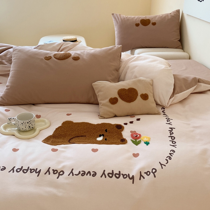 91家纺网 家纺一手货源 找家纺 宜家坊 2024全棉磨毛大版印加绣四件套【提供买家秀】 安睡熊