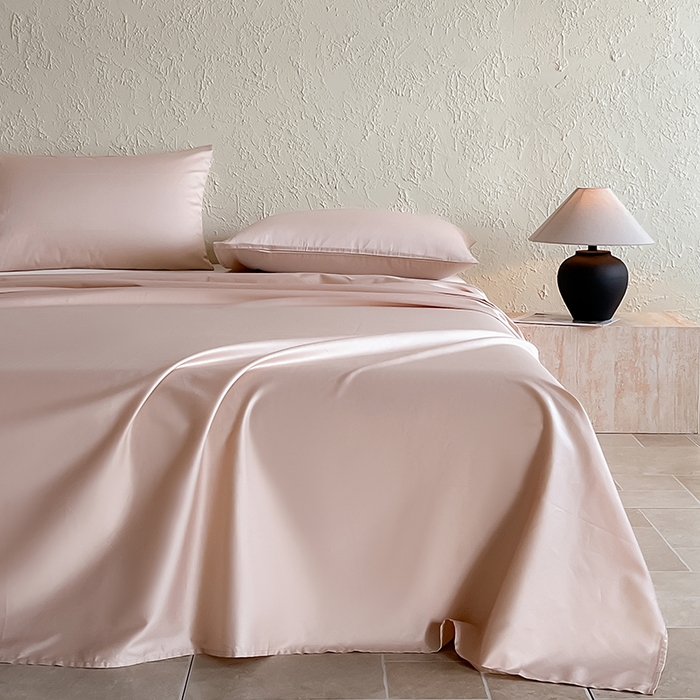 91家纺网 家纺一手货源 找家纺 Mr.pig猪先生水洗棉 2024新品A类100全棉高支高密贡缎新疆长绒棉四件套纯棉床单被套学生宿舍三件套枕套床笠床上用品 白桃茶粉